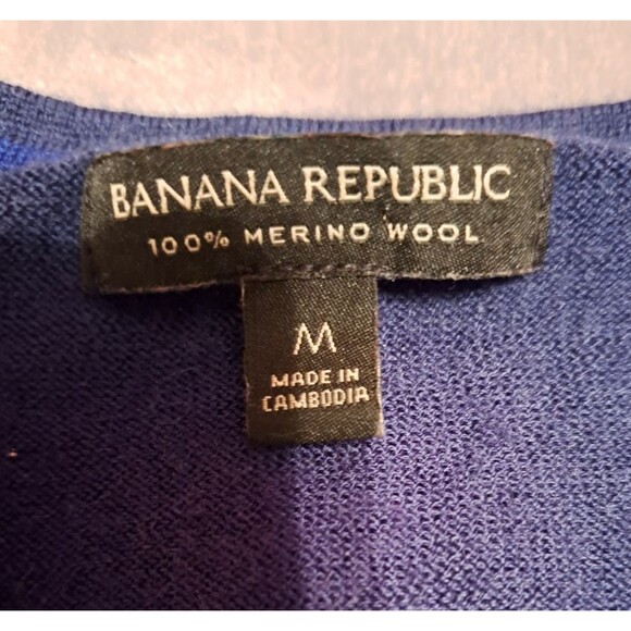 Banana Republic Men's Merino Wool Warm Sweater Blue Crew Neck Cozy Knit Medium - Picture 4 of 10